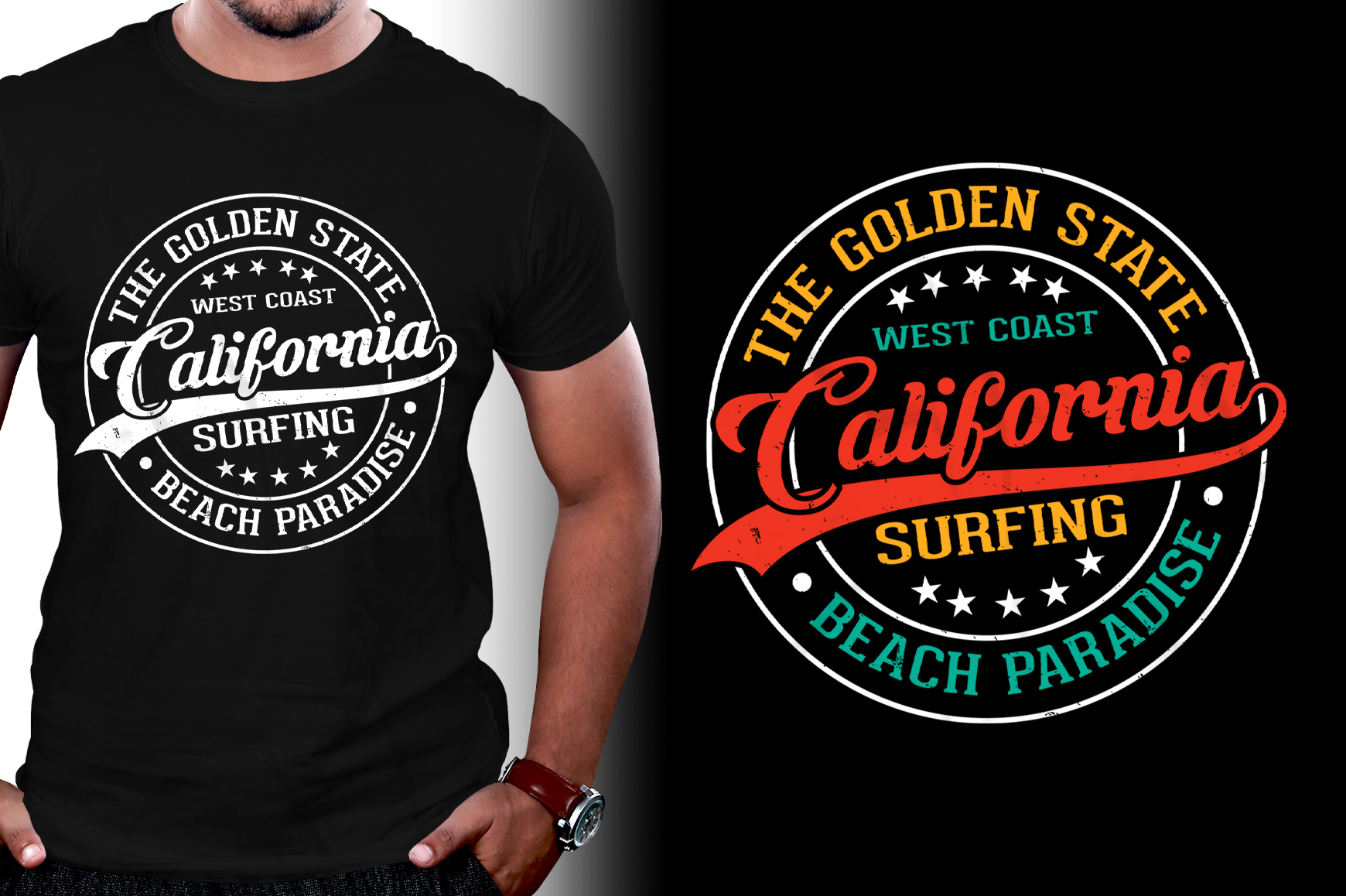 The Golden State California Surfing T-Shirt Design,Surfing,Surfing ...