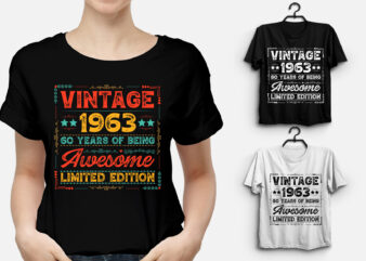 Vintage 1963 Being Awesome Limited Edition Birthday T-Shirt Design