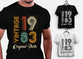 Vintage 1983 Original Parts Birthday T-Shirt Design