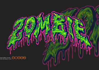 Zombie typeface lettering gooey effect logo illustrations t shirt graphic design