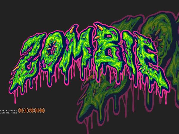 Zombie typeface lettering gooey effect logo illustrations t shirt graphic design