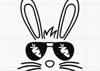 Bunny Face Easter Day Sunglasses Carrot Svg, Bunny Face Sunglasses Svg, Easter Day Svg t shirt template