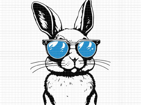 Bunny face with sunglasses svg, easter day svg, bunny svg, rabbit with sunglasses svg t shirt template