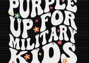 Groovy Purple Up For Military Kids Svg, Military Child Month Svg, Funny Quote Svg