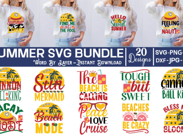 Summer svg bundle t shirt template vector