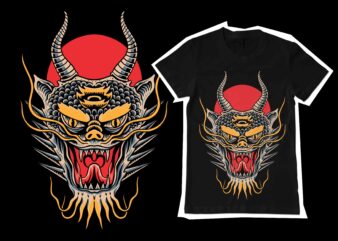 Dragon head illustration for t-shirt design