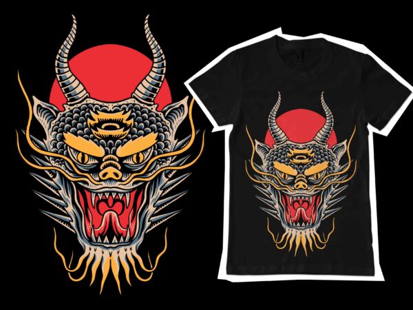 Dragon head illustration for t-shirt design