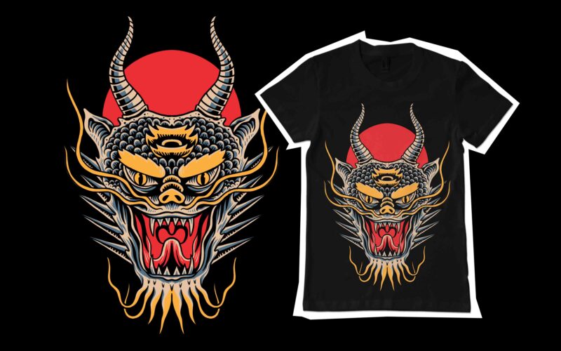Dragon head illustration for t-shirt design