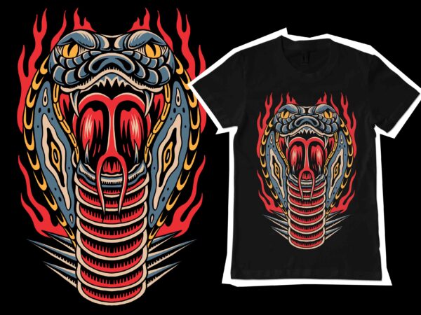 King cobra snake illustration for t-shirt