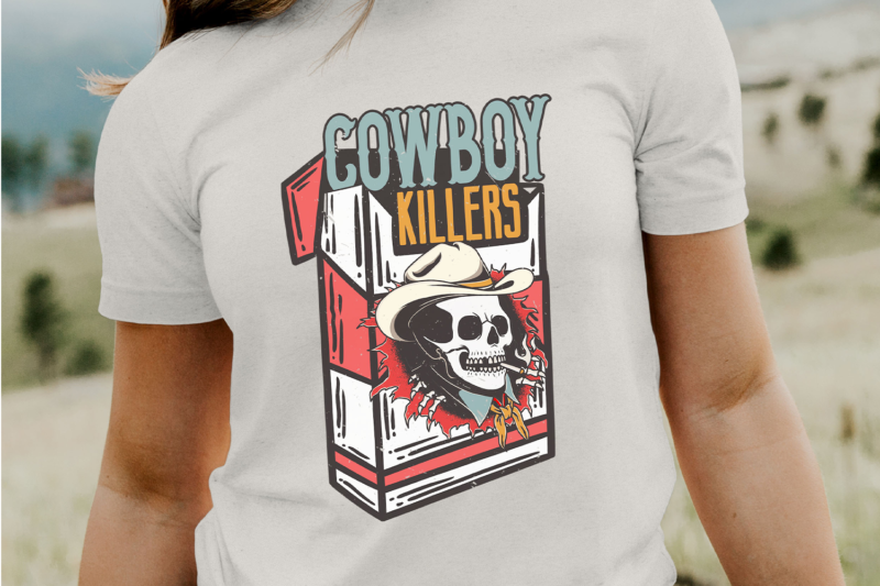 Cowboy Killers, Vintage Style Cowboy Skeleton Design