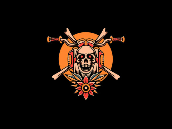 Skull bike t shirt template vector