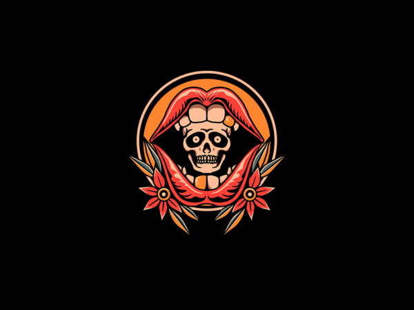 Skull mouth t shirt template vector