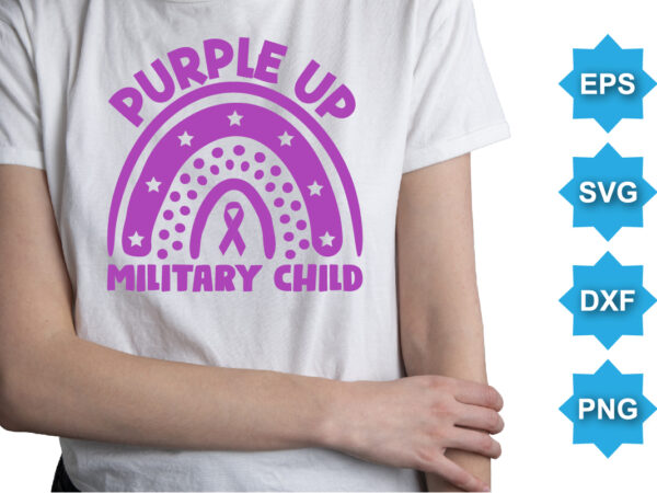Purple up military child, purple up for military kids dandelion flower vector cancer awareness month of the military child typography t-shirt design veterans shirt