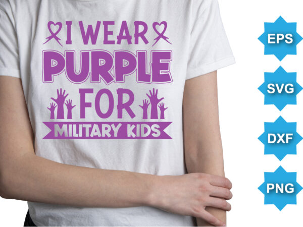 Purple up for military child, purple up for military kids dandelion flower vector cancer awareness month of the military child typography t-shirt design veterans shirt