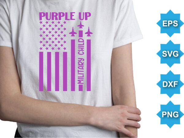 Purple up for military child, purple up for military kids dandelion flower vector cancer awareness month of the military child typography t-shirt design veterans shirt