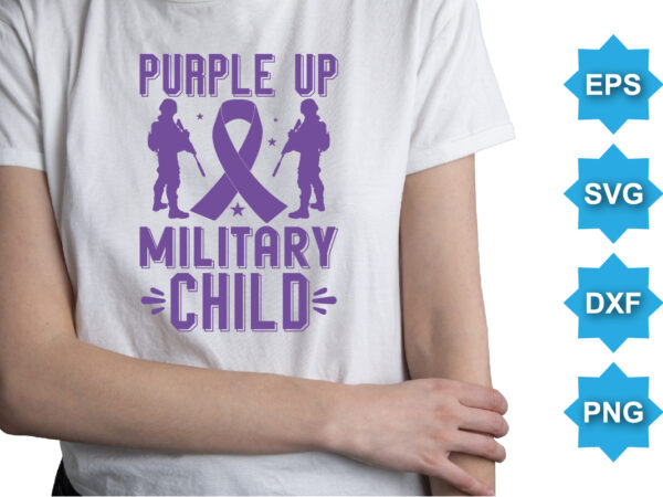 Purple up for military child, purple up for military kids dandelion flower vector cancer awareness month of the military child typography t-shirt design veterans shirt