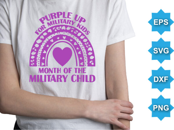 Purple up for military kids month of the military child, purple up for military kids dandelion flower vector cancer awareness month of the military child typography t-shirt design veterans shirt