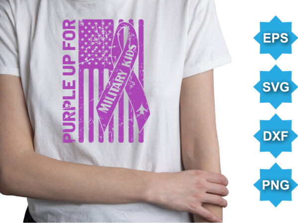 Purple up for military kids, purple up for military kids dandelion flower vector cancer awareness month of the military child typography t-shirt design veterans shirt