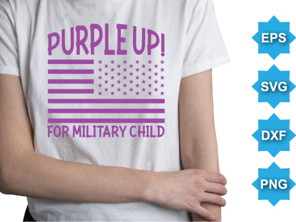 Purple up for military child, purple up for military kids dandelion flower vector cancer awareness month of the military child typography t-shirt design veterans shirt