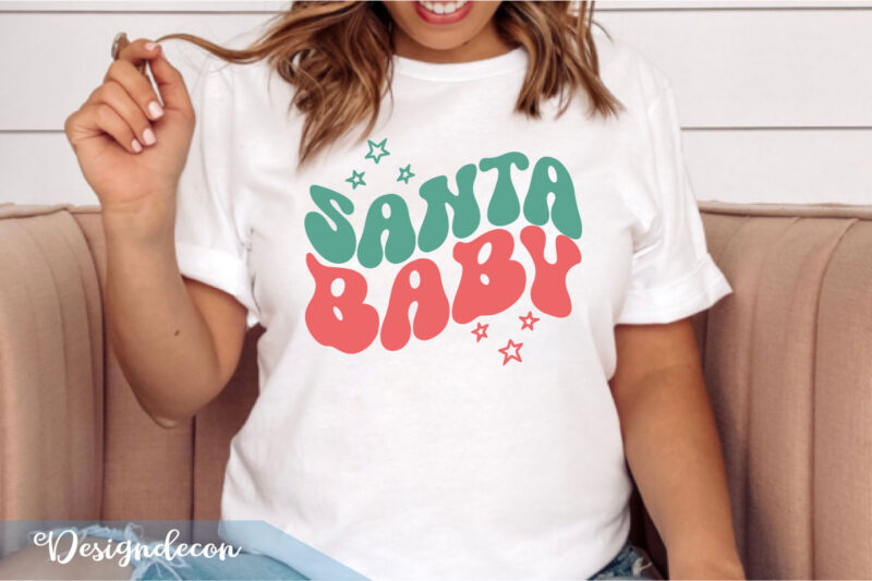 Retro groovy wavy boho Christmas sayings sublimation bundle t shirt designs svg