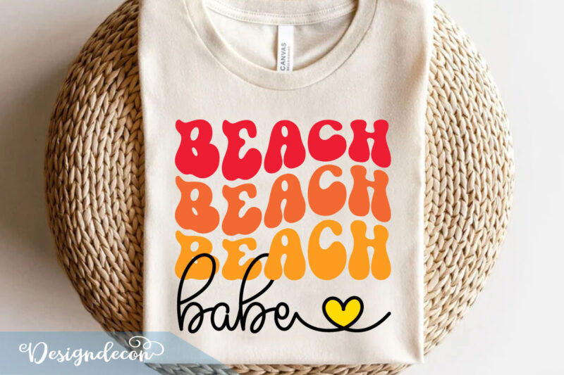 Summer Beach Sayings quotes Retro typographic heart art designs Bundle T-shirt Svg