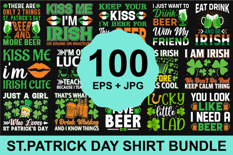 St. Patrick’s Day Shirt Design Bundle Print Template, Lucky Charms, Irish, everyone has a little luck Typography Design