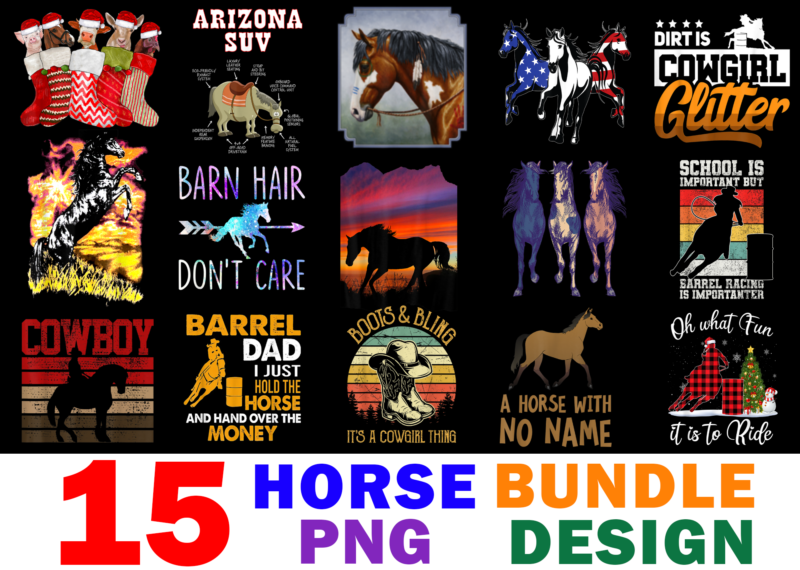 15 Horse Shirt Designs Bundle For Commercial Use, Horse T-shirt, Horse png file, Horse digital file, Horse gift, Horse download, Horse design