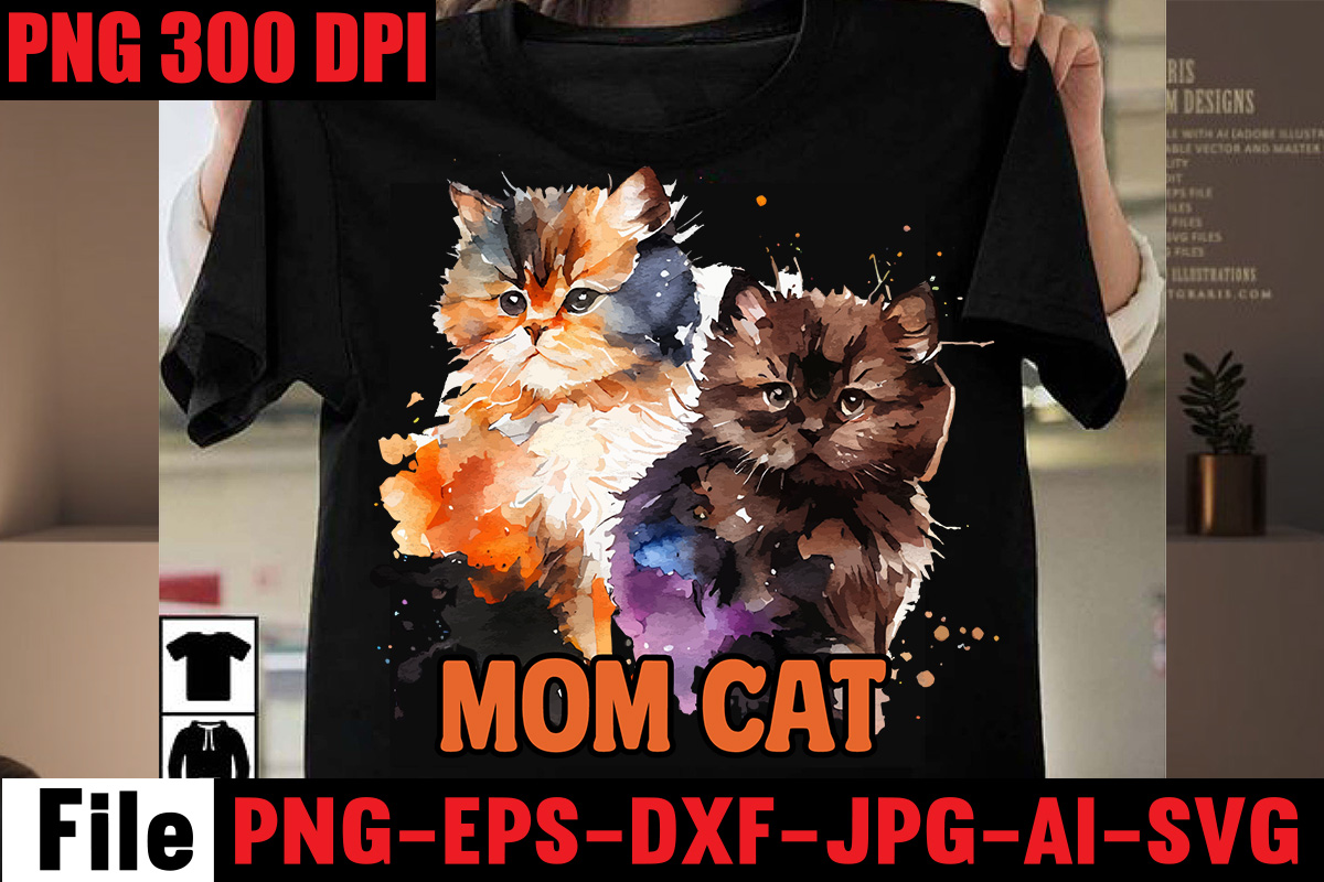 Mom Cat T-shirt Design,Cat Fish T-shirt Design,Cat svg vector for t ...
