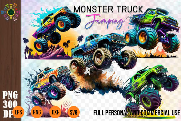 5 png monster truck jumping clipart sublimatio