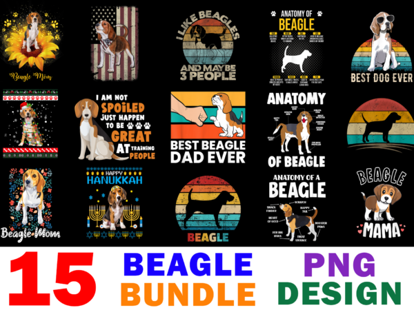 15 beagle shirt designs bundle for commercial use, beagle t-shirt, beagle png file, beagle digital file, beagle gift, beagle download, beagle design
