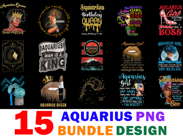 15 aquarius shirt designs bundle for commercial use, aquarius t-shirt, aquarius png file, aquarius digital file, aquarius gift, aquarius download, aquarius design