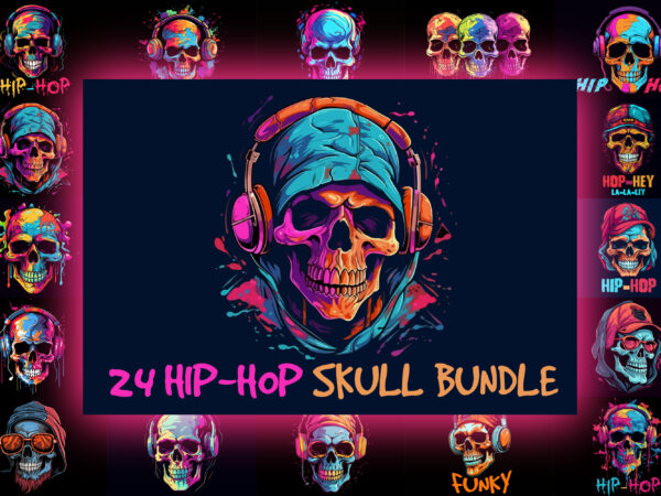 Colorful hip-hop skull vector illustration