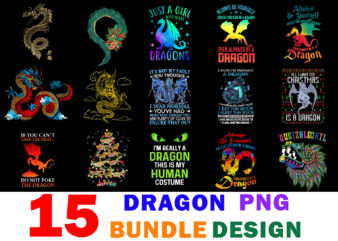 15 Dragon Shirt Designs Bundle For Commercial Use, Dragon T-shirt, Dragon png file, Dragon digital file, Dragon gift, Dragon download, Dragon design