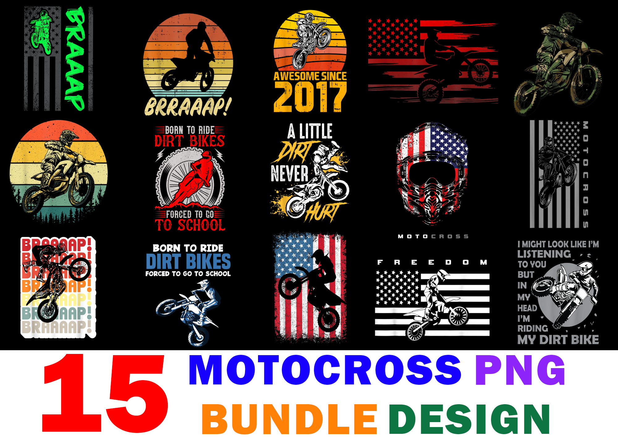 Designs PNG de motocross para Camisetas e Merch