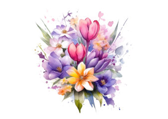 watercolor painting flower clipart t shirt design for sale