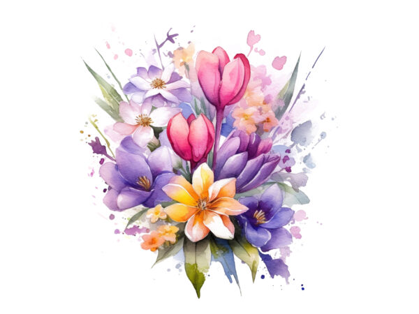 Watercolor painting flower clipart t shirt design for sale