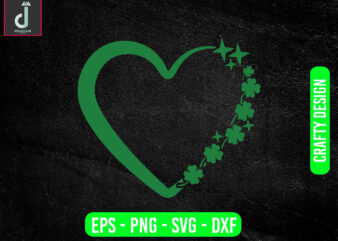 Shamrock Sparkly Heart SVG/PNG/JPG, Leaf Clover Love Lucky Sublimation Design svg , cut files