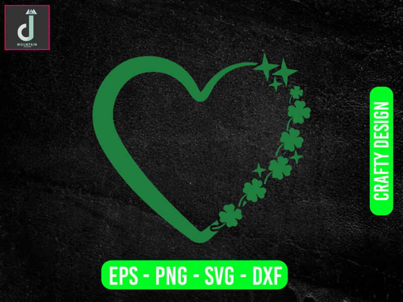 Shamrock Sparkly Heart SVG/PNG/JPG, Leaf Clover Love Lucky Sublimation Design svg , cut files