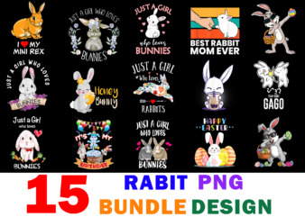 15 Rabbit Shirt Designs Bundle For Commercial Use, Rabbit T-shirt, Rabbit png file, Rabbit digital file, Rabbit gift, Rabbit download, Rabbit design