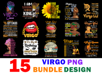 15 Virgo Shirt Designs Bundle For Commercial Use, Virgo T-shirt, Virgo png file, Virgo digital file, Virgo gift, Virgo download, Virgo design