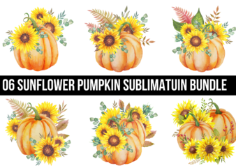 Sunflower Pumpkin Bundle t shirt template vector