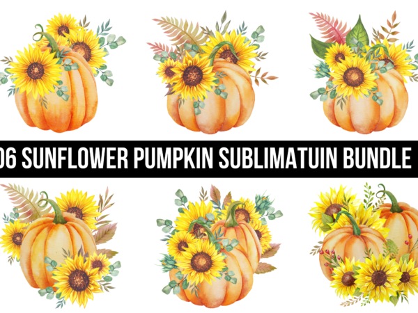 Sunflower pumpkin bundle t shirt template vector