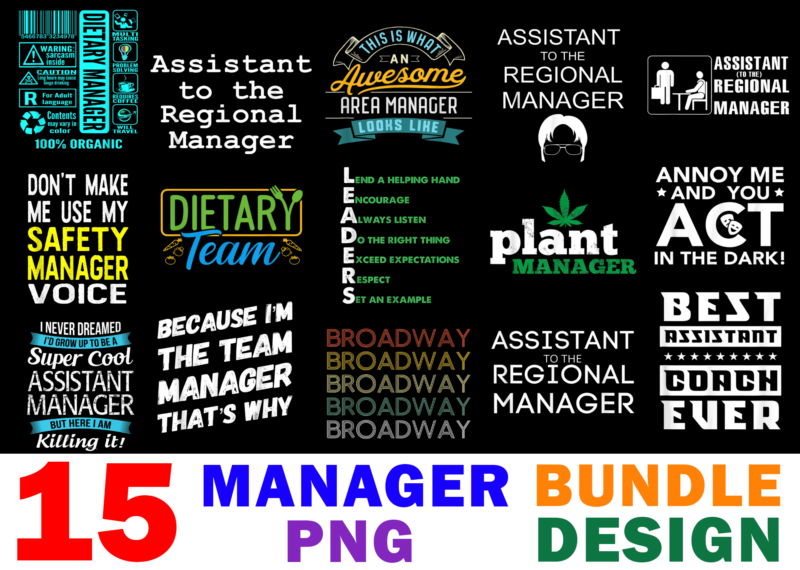 15 Manager Shirt Designs Bundle For Commercial Use, Manager T-shirt, Manager png file, Manager digital file, Manager gift, Manager download, Manager design