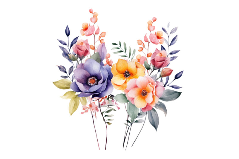 Watercolor Floral Clipart