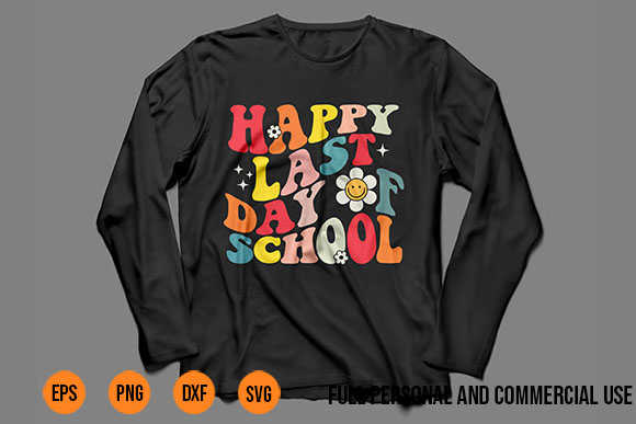 Groovy Happy Last Day of School Teacher Student Graduation T-Shirt Design 2023
