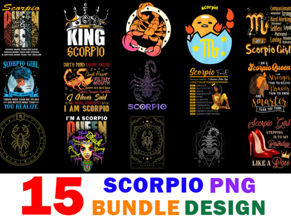 15 scorpio shirt designs bundle for commercial use, scorpio t-shirt, scorpio png file, scorpio digital file, scorpio gift, scorpio download, scorpio design