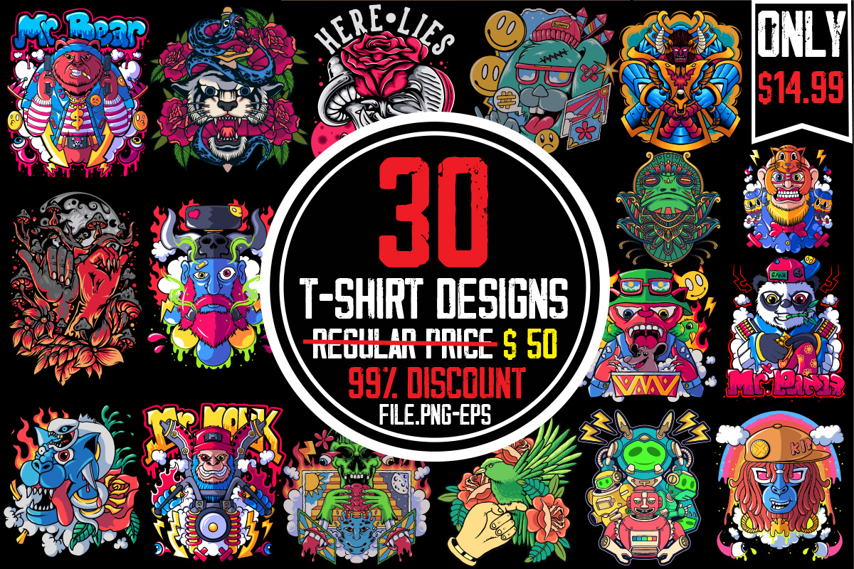 Vector T-shirt Bundle, 30 T-shirt Design,on sell Designs, Big sell ...
