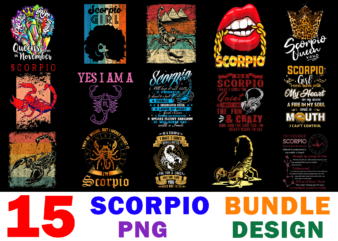 15 Scorpio Shirt Designs Bundle For Commercial Use, Scorpio T-shirt, Scorpio png file, Scorpio digital file, Scorpio gift, Scorpio download, Scorpio design