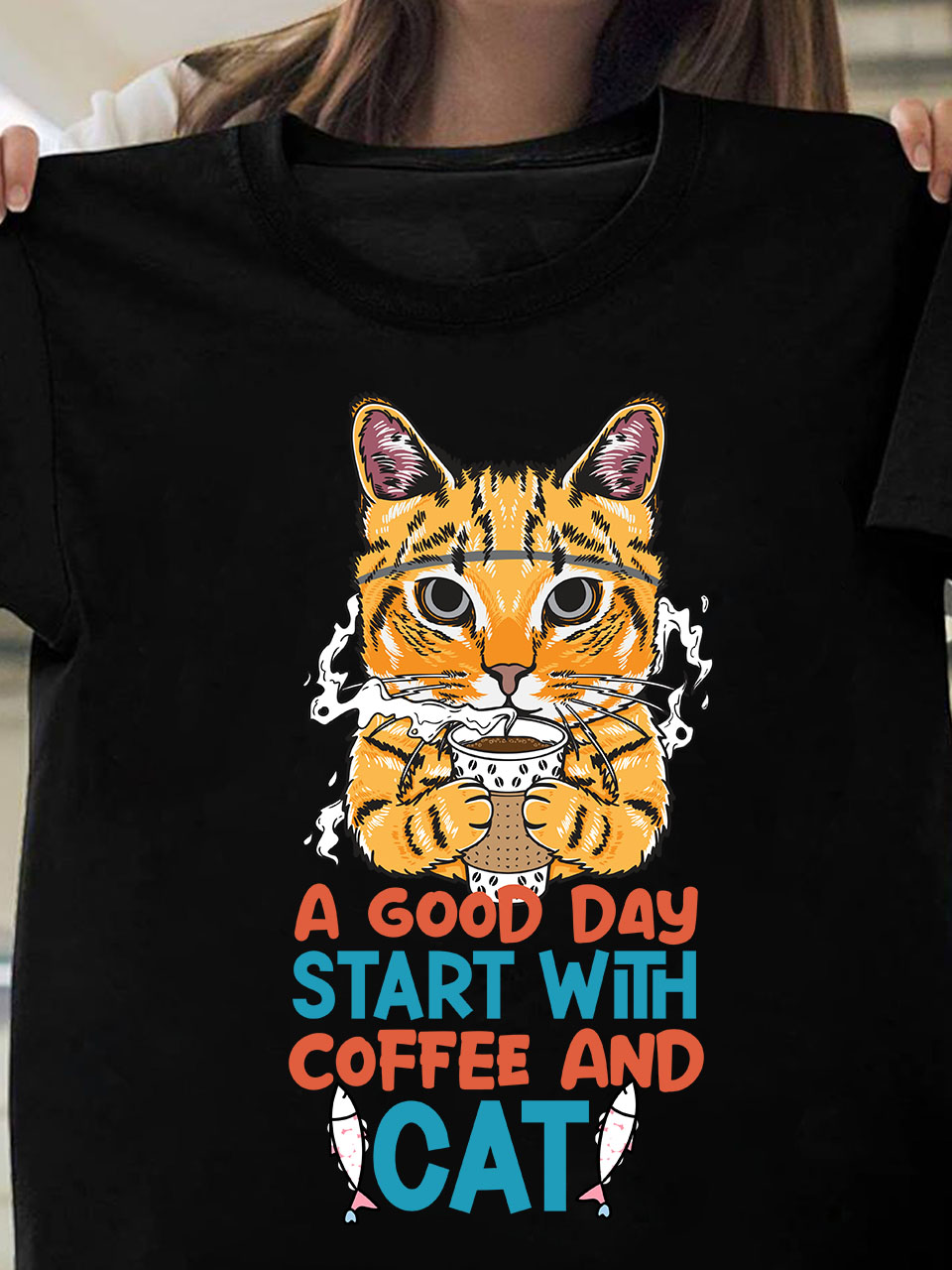 A Good Day Start With Coffee And Cat TShirt Design , cat t shirt