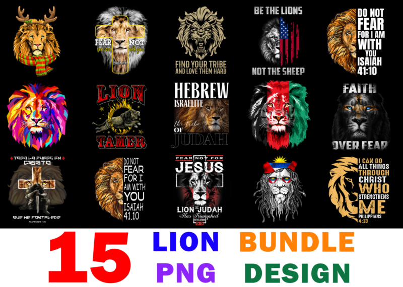 15 Lion Shirt Designs Bundle For Commercial Use, Lion T-shirt, Lion png file, Lion digital file, Lion gift, Lion download, Lion design